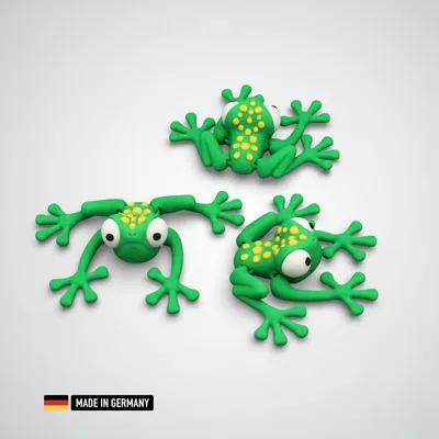 Produktbild von Frosch Figur grün mit gelben Punkten bewegliche Gliedmaßen Dekoration Tierfigur
