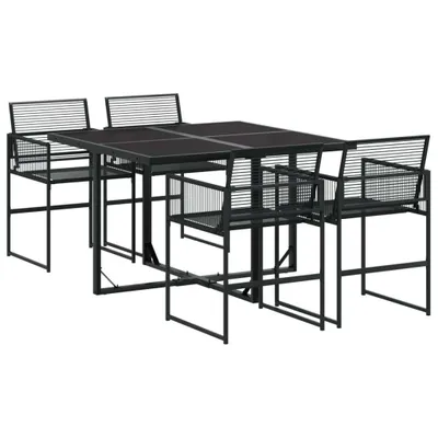 Produktbild von vidaXL 5-tlg. Garten-Essgruppe Schwarz Poly Rattan