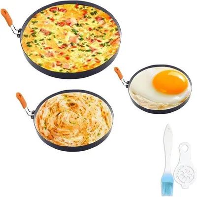 Produktbild von Famanu Eierformen Set 10 cm, 15 cm, 20 cm - Edelstahl - Antihaftbeschichtung - Eier- und Omelettringe