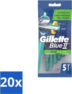 Obrázek produktu pro Gillette Blue II - Plus Slalom - Jednorázové holicí strojky - 5 čepelí - Výhodné balení - 20 kusů