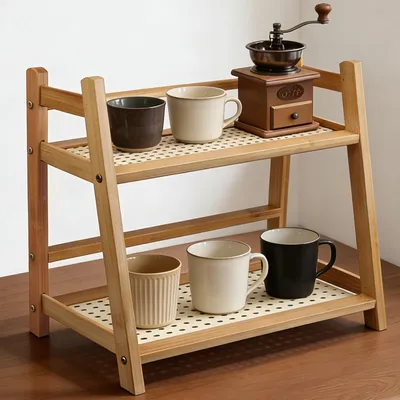 Küchenorganizer 2-stufig, Bambus, braun, platzsparend