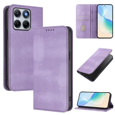 Produktbild von Handyhülle für Motorola Edge 70 Fusion, Vintage Leder RFID Schutz Kartenfach Standfunktion Magnetische Klapphülle Violett