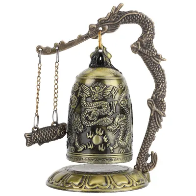 Produktbild von Arts & Bastel -Sammler Ornamente Bell Bronze Schloss, Schreibtisch Dekor Dragon Lock Vintage Bell, Handwerk für Bürohaus