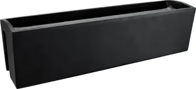 Produktbild von VIVANNO Balkon Blumenkasten Fiberglas Anthrazit matt 80x19x21 cm – BALKONA CLASSIC – wetterfest, frostsicher, mit äußermittiger Aufhängung für Geländer bis 50 mm Ø, 2 Kammern, montagefrei und absturzsicher