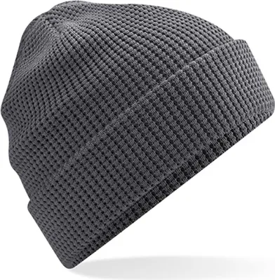 Produktbild von Beechfield B52N | Organic Baumwolle Waffle Beanie - 100% Baumwolle - Farbe: Graphite Grey - Größe: One Size