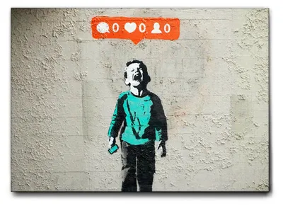 Immagine prodotto di Giallobus - Bimbo che piange - Banksy - 70L x 50l cm - Quadro - Tela Canvas Telaio Standard