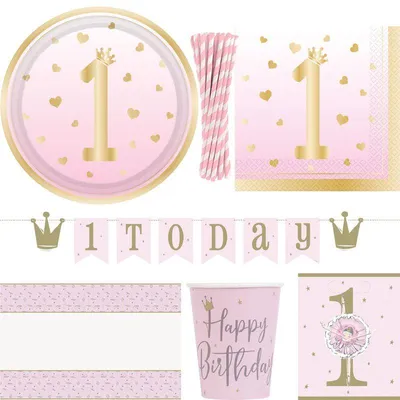 Produktbild von 1. Geburtstag Party Deko Mädchen Ballerina rosa Partyset Kindergeburtstag