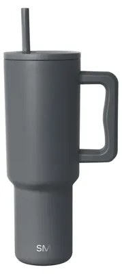 Productafbeelding van Eenvoudige, moderne thermosbeker met rietje en handgreep | Geïsoleerde roestvrijstalen drinkbeker