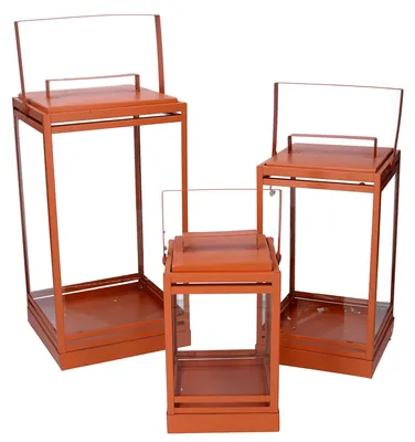 Immagine prodotto di Set 3 Lanterna in metallo arancione