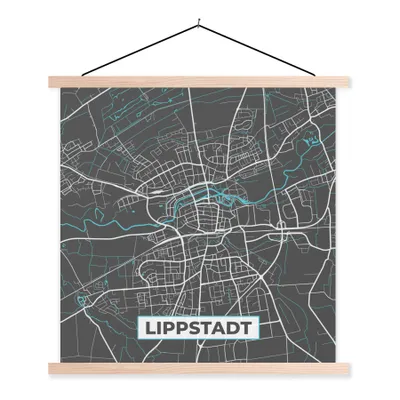 Produktbild von MuchoWow® Textilposter Deutschland - Blau - Lippstadt - Stadtplan - Karte 60x60 cm mit holzfarbenen Rahmen - Wanddekoration