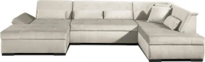 Image de Lisa Design Vermont - canapé panoramique d'angle droit - 7 places - XXL - en velours , Beige