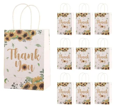 Produktbild von Kraftpapierbeutel – Sonnenblumendesign – Rosa – 10 Stück