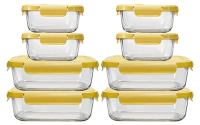 Produktbild von Set von 8 Luftdichten Glasbehältern - Mikrowellen- & Ofenfest