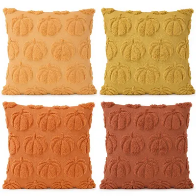 Obrázek produktu pro Podzimní dekorativní povlaky na polštáře, rozměr 45x45 cm, motiv dýně, 4 kusy