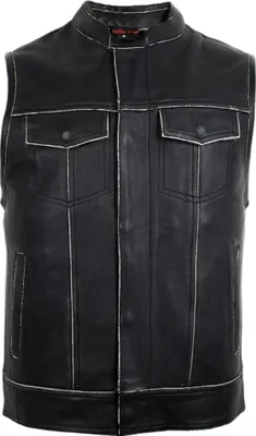 Produktbild von Herren Jeans Lederweste Bikerweste Motorradweste Weste Used Look Reißverschluss(4XL)