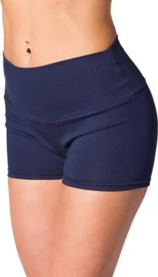 Produktbild von Alkato Damen Sport Shorts mit Hohem Bund Hotpants Radlerhose Long Shorts, Farbe: Dunkelblau, Größe: 40