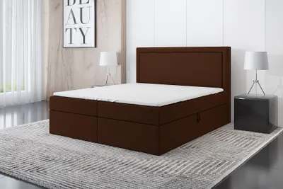Produktbild von Boxspringbett FRODI 180 x 200 mit 2 Bettkästen, Bonell-Matratze und Topper. Farbe: Braun