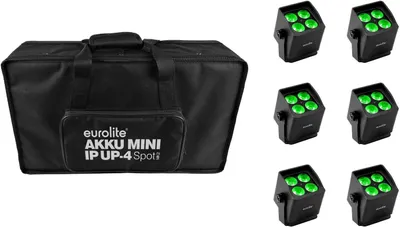 Produktbild von EUROLITE Set 6x AKKU Mini IP UP-4 QCL Spot MK2 + Soft-Bag (20001005)