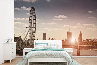 Produktbild von Fotobehang Zonsondergang London Eye, 360 cm x 240 cm, großformatig