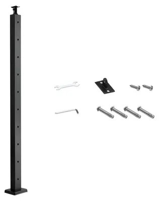 Produktbild von Kabelgeländerpfosten, 914x50,8x50,8 mm, Kabel-Treppengeländerpfosten, vorgebohrte horizontale Löcher, Edelstahl SUS304, für Handlauf, Balustrade, schwarz, 1JZLGZXHS9148RVYS001V0