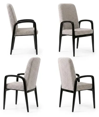 Productafbeelding van Eetkamerstoel, 4 stuks, beige, gestoffeerd, modern, comfortabel, set, AI-gegenereerde afbeelding