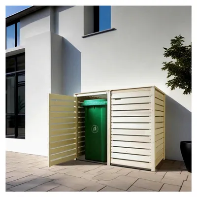 Produktbild von Mülltonnenbox Heide Mülltonnenverkleidung Holz naturbelassen für 120L - 240L (2 Tonnen)