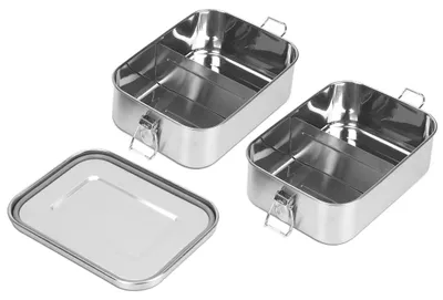 Immagine prodotto di Contenitore per alimenti in acciaio inossidabile, resistente alle perdite, ideale per il pranzo, con chiusura ermetica e scomparti, capacità 800 ml