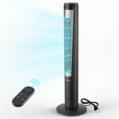 Obrázok produktu pre VEVOR 60 W vežový ventilátor, 107 cm stĺpový ventilátor s 3 rýchlosťami, 4 režimami a 12-hodinovým časovačom, 70° oscilujúci ventilátor s diaľkovým ovládaním, tichý stojanový ventilátor do spálne alebo kancelárie, čierny