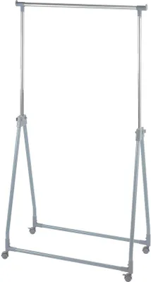 Produktbild von Ibenzoa® Faltbarer mobiler Kleiderständer – höhenverstellbar 100–168 cm, 88×11–49 cm, 40 kg, Chrom/Grau, verchromtes & pulverbeschichtetes Metall, 4 Rollen (2 Bremsen)