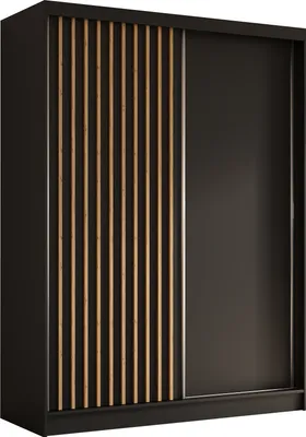 Produktbild von ALTDECOR Kleiderschrank mit furnierten Schiebetüren, kugelgelagerte Führungsschienen und Aluminium-Leisten, LED-Beleuchtung (16 Farben) und Fernbedienung - LABELO - 160 cm - Schwarz / Braun