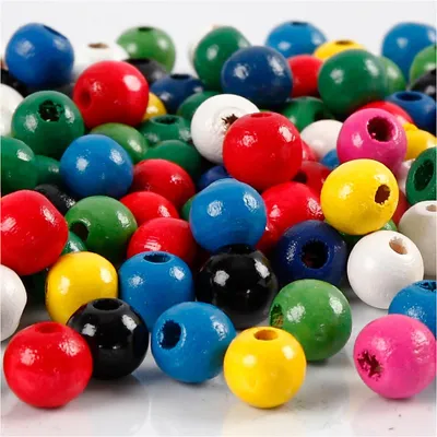 Produktbild von Holzperlen-Mix, D 8 mm, Lochgröße 2 mm, ca. 80 Stk, Sortierte Farben, 15 g/ 1 Pck [HOB-570499]