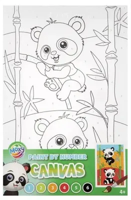 Image de GRAFIX Peinture par numéros sur toile avec des peintures acryliques Panda