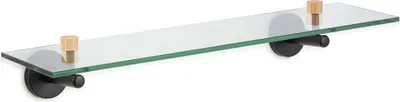 Produktbild von MSV® Glasablage "Iana" edle Badezimmerablage 50cm Klarglas mit Wandhalterung , schwarz matt mit Bambus
