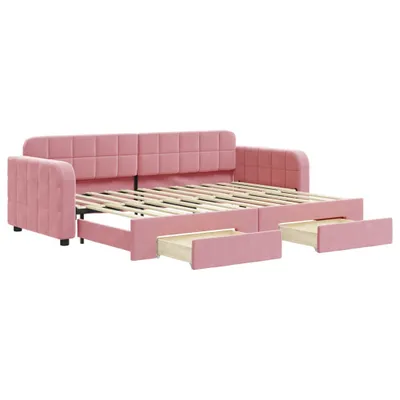 Obrázek produktu pro vidaXL Rozkládací postel se zásuvkami růžová 80x200 cm Velvet