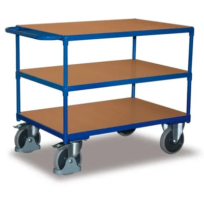 Produktbild von Schwerer Tischwagen 500 kg mit 3 Ladeflächen Typ XL + EasySTOP