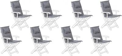 Image de BELIANI Coussins chaises de jardin graphite polyester polyester résistant aux UV 8 pièces