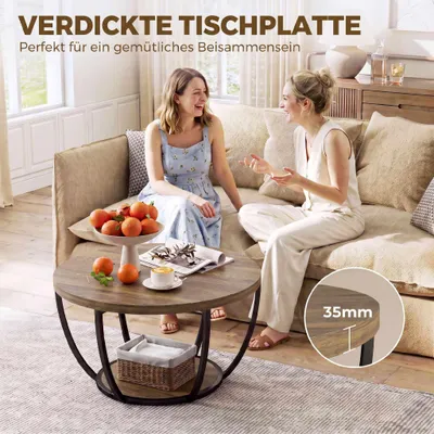 Zdjęcie produktu dla Stolik kawowy z 2 poziomami, 80x80x43,8 cm, brązowo-czarny