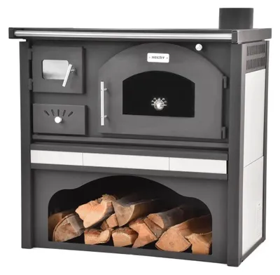 Image de Poêle en acier avec four et vitre, 5,7 kW, beige
