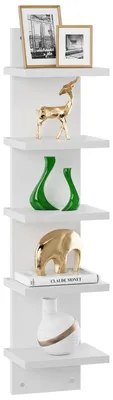 Image de Étagère verticale à 5 niveaux, étagère murale suspendue, étagère murale verticale décorative pour la maison, la chambre à coucher et le bureau (WBC009W)
