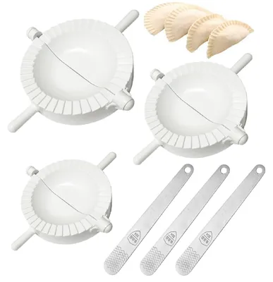Image de Moule à raviolis - 3 pièces - Ø 10, 8 et 7 cm - Avec 3 cuillères doseuses - Plastique