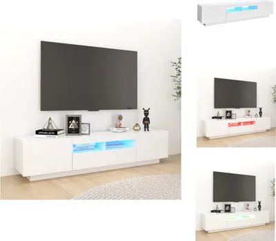 Produktbild von vidaXL TV-Schrank mit LED-Leuchten Weiß 180x35x40 cm -  TV-Möbel