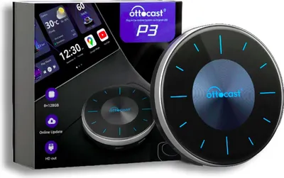 Zdjęcie produktu dla Ottocast P3 AI Box 3w1 Android 12 8G/128G HDMI SIM Bezprzewodowy Android Auto i Apple CarPlay
