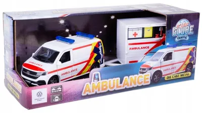 Produktbild von Kids GLOBE Volkswagen Spielzeug Krankenwagen mit Anhänger Diecast
