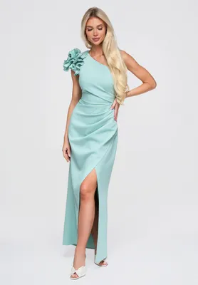 Produktbild von LARICA Abendkleid Maxi Asymmetrisch Glamour LA-OM-DLR377 sage XL