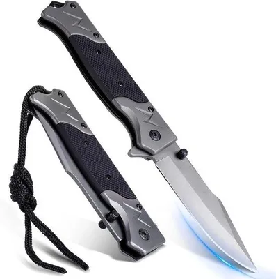 Produktbild von Faltbarer Stahlschleifschutz Outdoor-Messer mit Anti-Rutsch-Griff, EDC-Einhandmesser für Überlebenssituationen mit Liner-Lock und Taschenclip