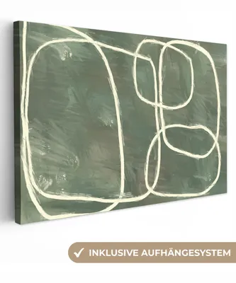 Produktbild von MuchoWow® - Leinwandbilder - Abstrakt - Grün - Kunst - Modern, Wandbild, Wanddeko Bilder Wohnzimmer, 120x80 cm