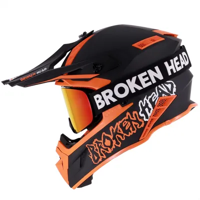 Produktbild von Broken Head Crosshelm Hunter Light Orange + MX-Brille Struggler Mit Magnetglas : L (59-60 cm) Größe: L (59-60 cm)
