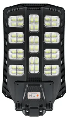 Imagen del producto de Lámpara solar para exteriores LILIIN, 400W LED, 1056 LEDs, panel solar monocristalino, sensor de movimiento, color negro, ideal para jardines, patios y caminos