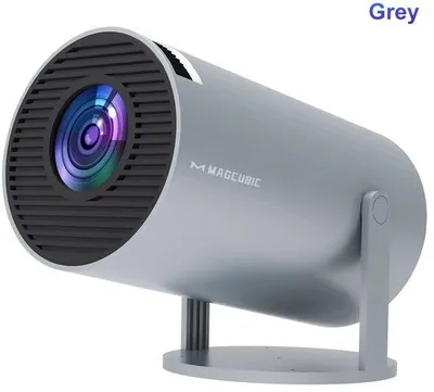 Immagine prodotto di Proiettore 4K - Miniaturizzato - Home cinema - 290 ANSI - Risoluzione nativa 1080p - Portatile - Funzione a 360 gradi - Bluetooth e Wi-Fi - Grigio