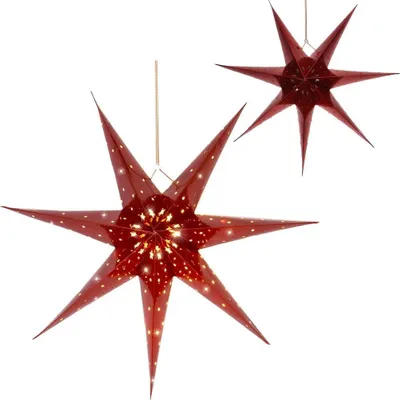 Immagine prodotto di Stella decorativa di carta retroilluminata a LED 60cm rosso